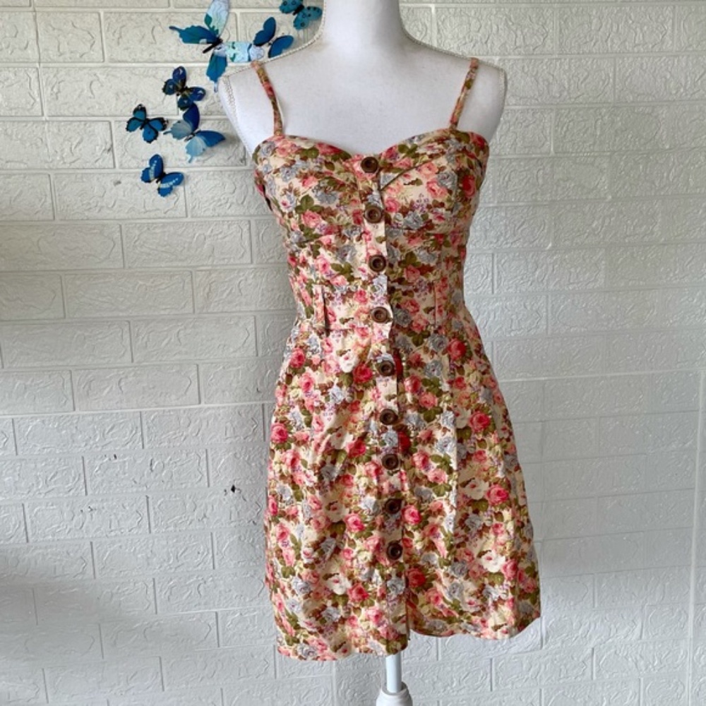Poetry floral button up knee length dress